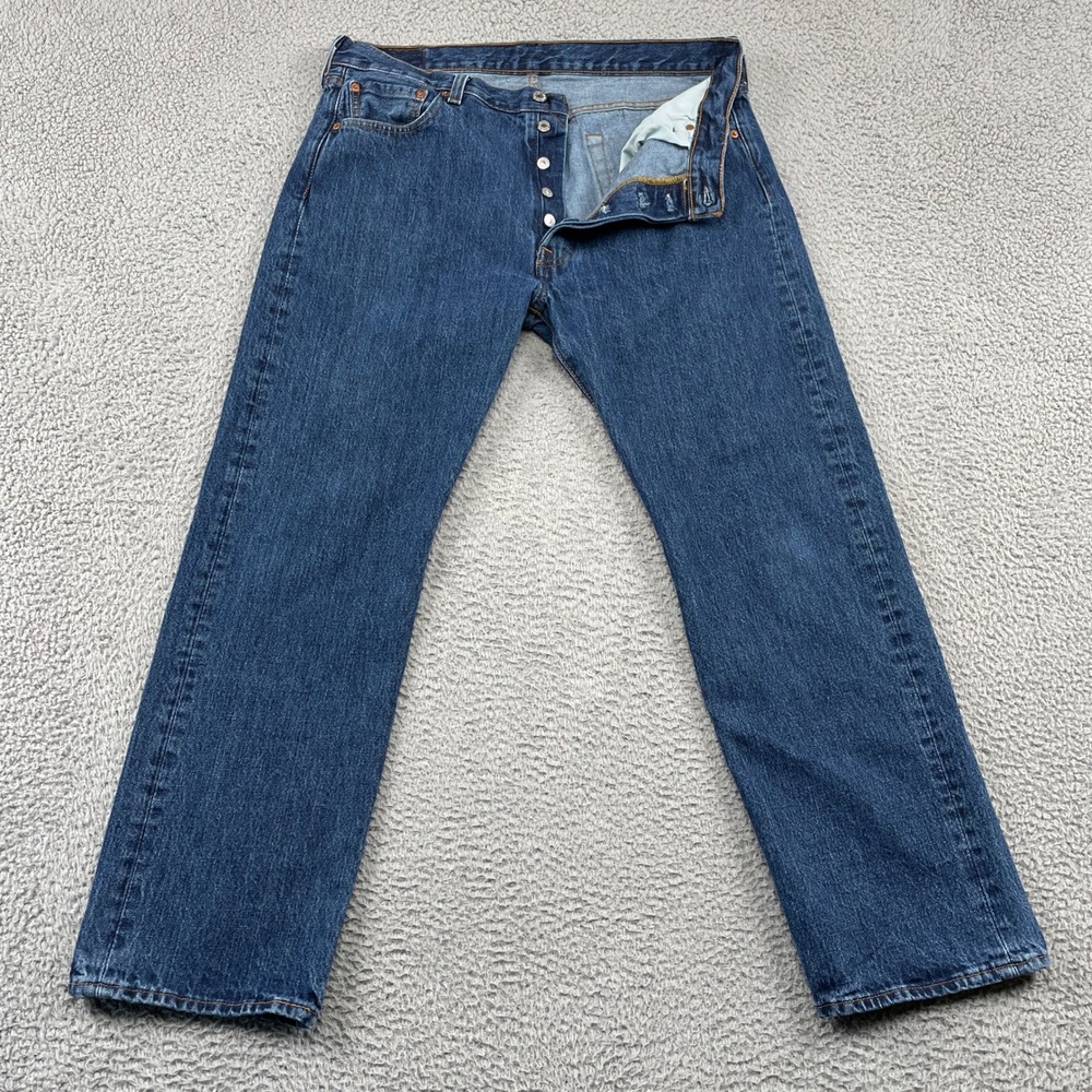 Levi's Jeans Men 36 Blue 501 Original Straight Leg Button Fly Denim Casual 36x30